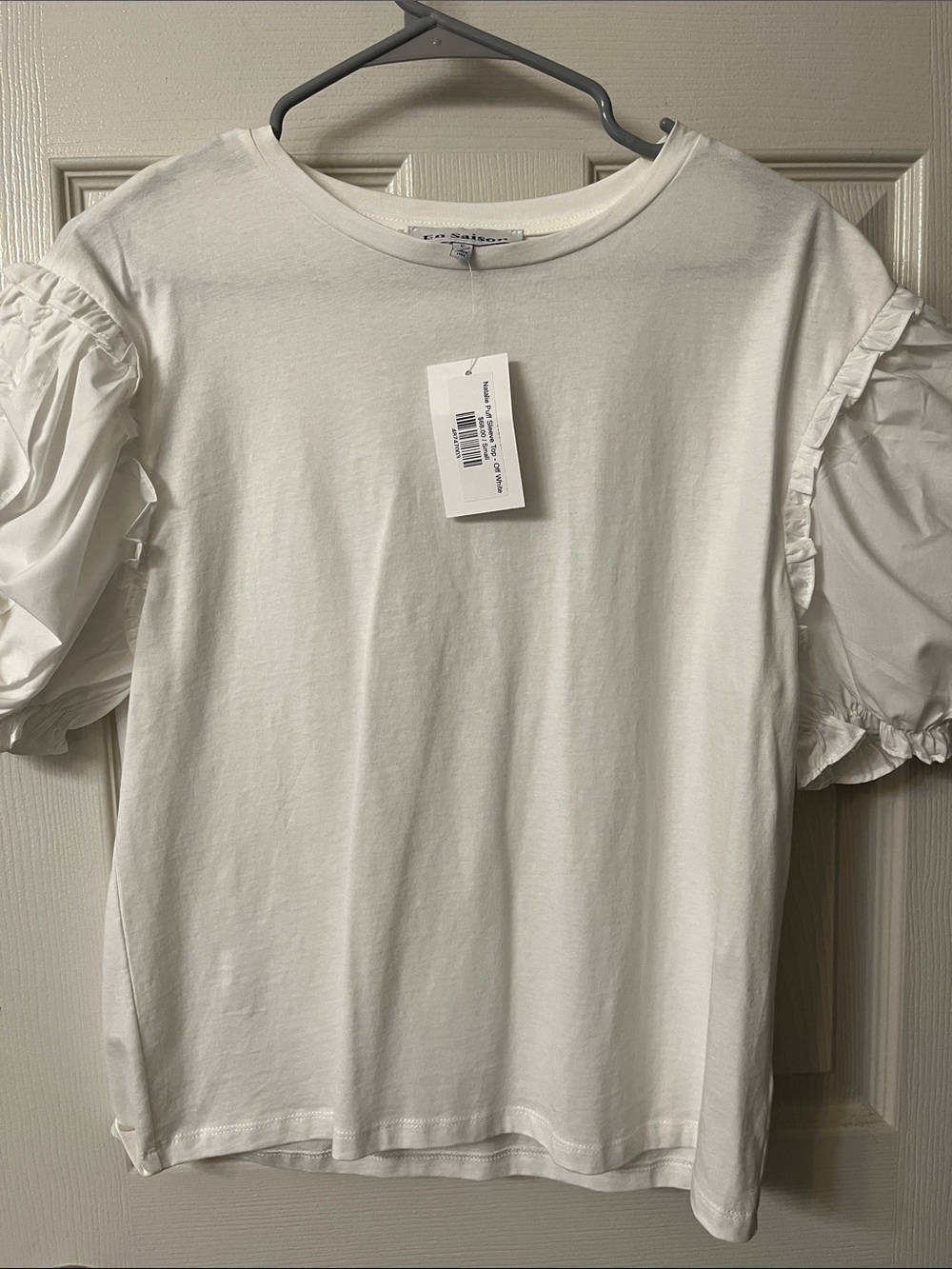 En Saison White Puff Sleeve Tee